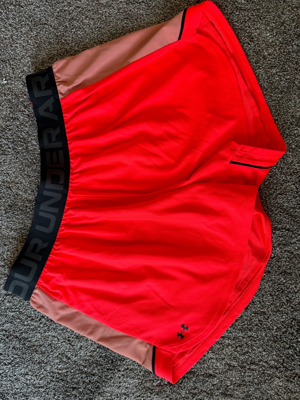 Under Armour Men’s Bright Red Athletic Shorts with Black Waistband